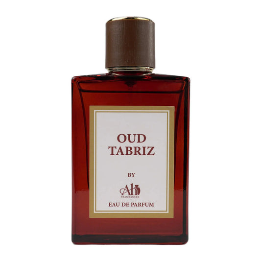 Oud Tabriz perfume bottle on a white background.